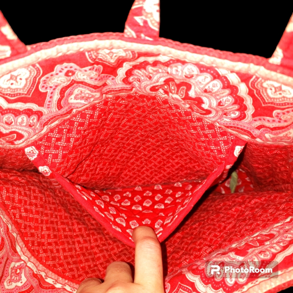 Retired! Vintage Vera Bradley Nantucket Red Cotton Button Tote Bag - Picture 6 of 11